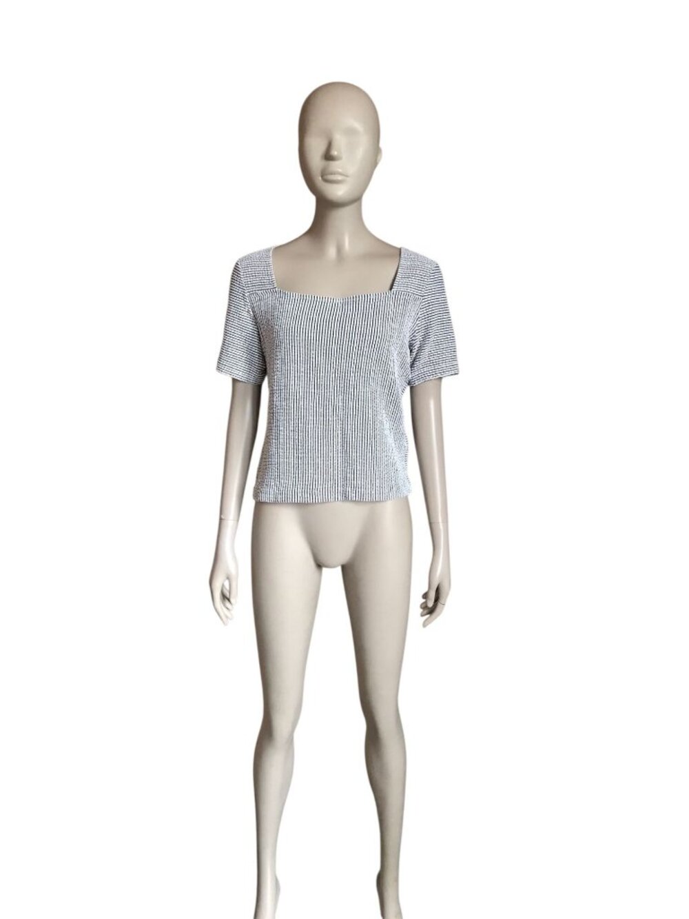 Club Monaco Navy Blue and White Striped Top